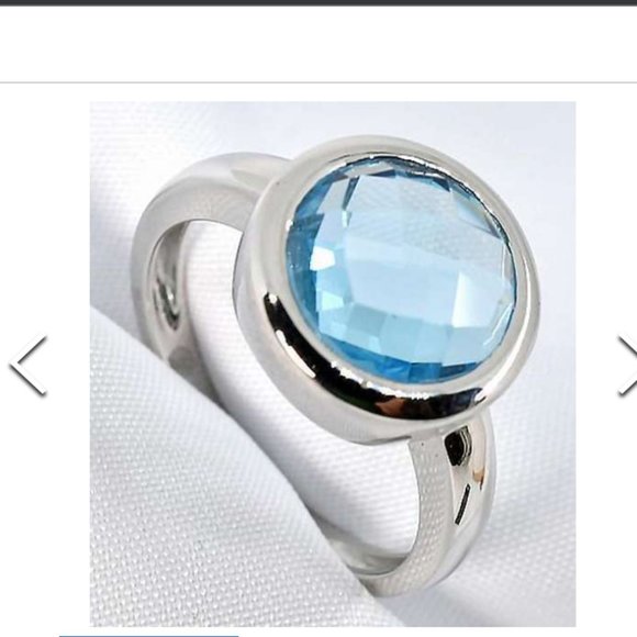 FABULOUS 4.96-carat  Blue Topaz Ring in 14K White Gold - Picture 1 of 9